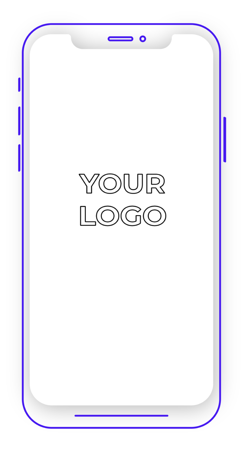 Mobile phone app white screen with logo